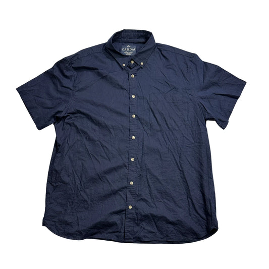 Canda® Navy Blue Short Sleeve Button-Down Shirt (XL)