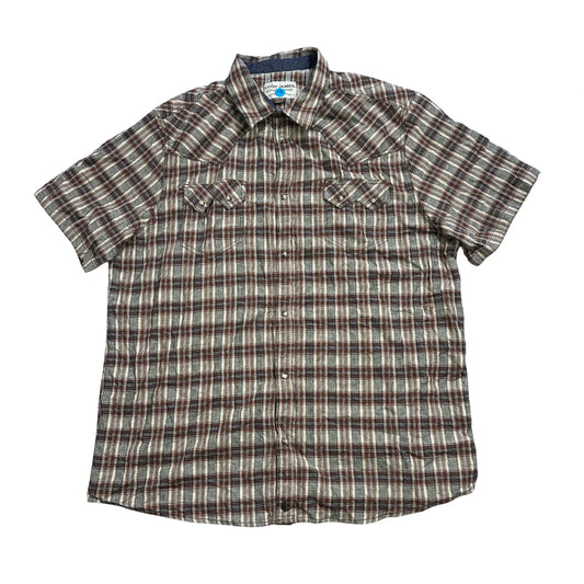 Cody James® Brown Plaid Western Short Sleeve Shirt (2XL)