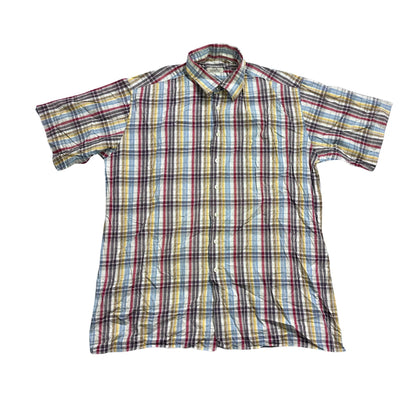 Carl Banks® Multi Color Plaid Short Sleeve Shirt (XL)