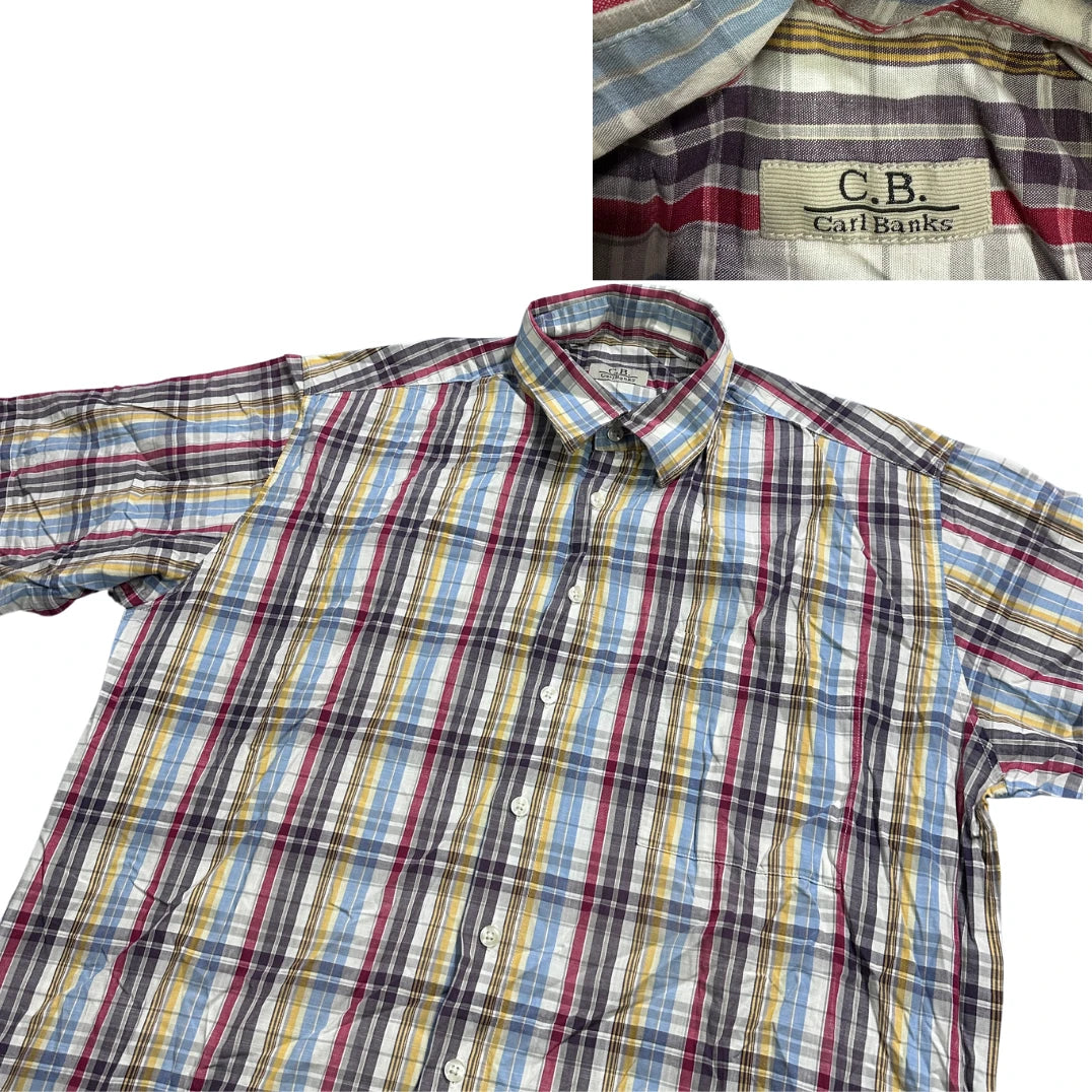 Carl Banks® Multi Color Plaid Short Sleeve Shirt (XL)