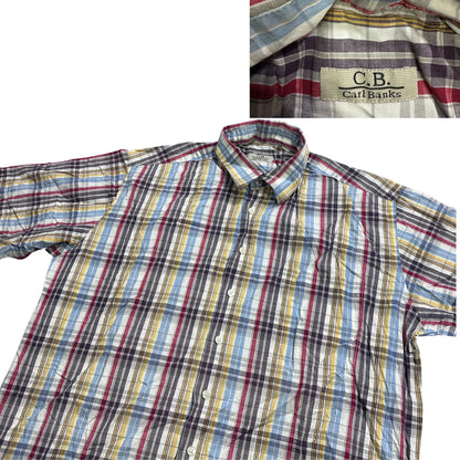 Carl Banks® Multi Color Plaid Short Sleeve Shirt (XL)