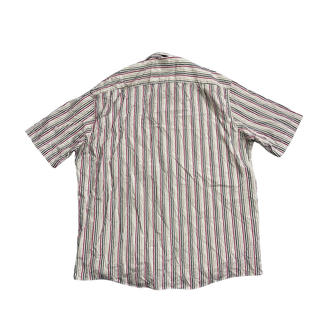 Commander® White Striped Short Sleeve Casual Shirt(XL)