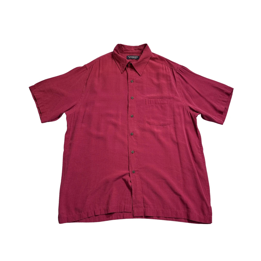 Roundtree & Yorke® Maroon Short Sleeve Casual Shirt(L)