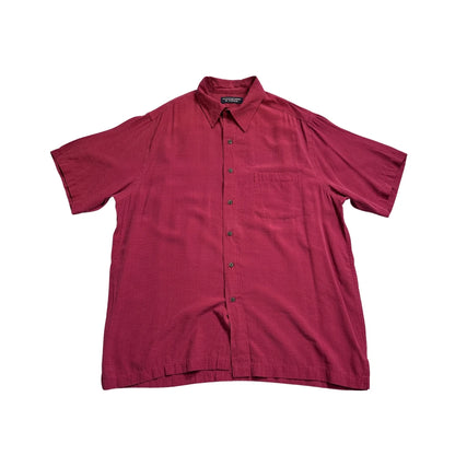 Roundtree & Yorke® Maroon Short Sleeve Casual Shirt(L)