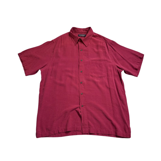 Roundtree & Yorke® Maroon Short Sleeve Casual Shirt(L)