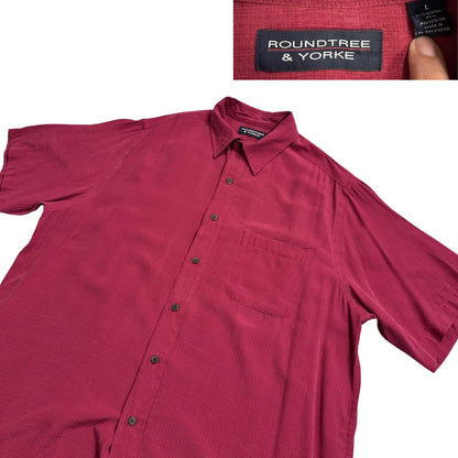 Roundtree & Yorke® Maroon Short Sleeve Casual Shirt(L)
