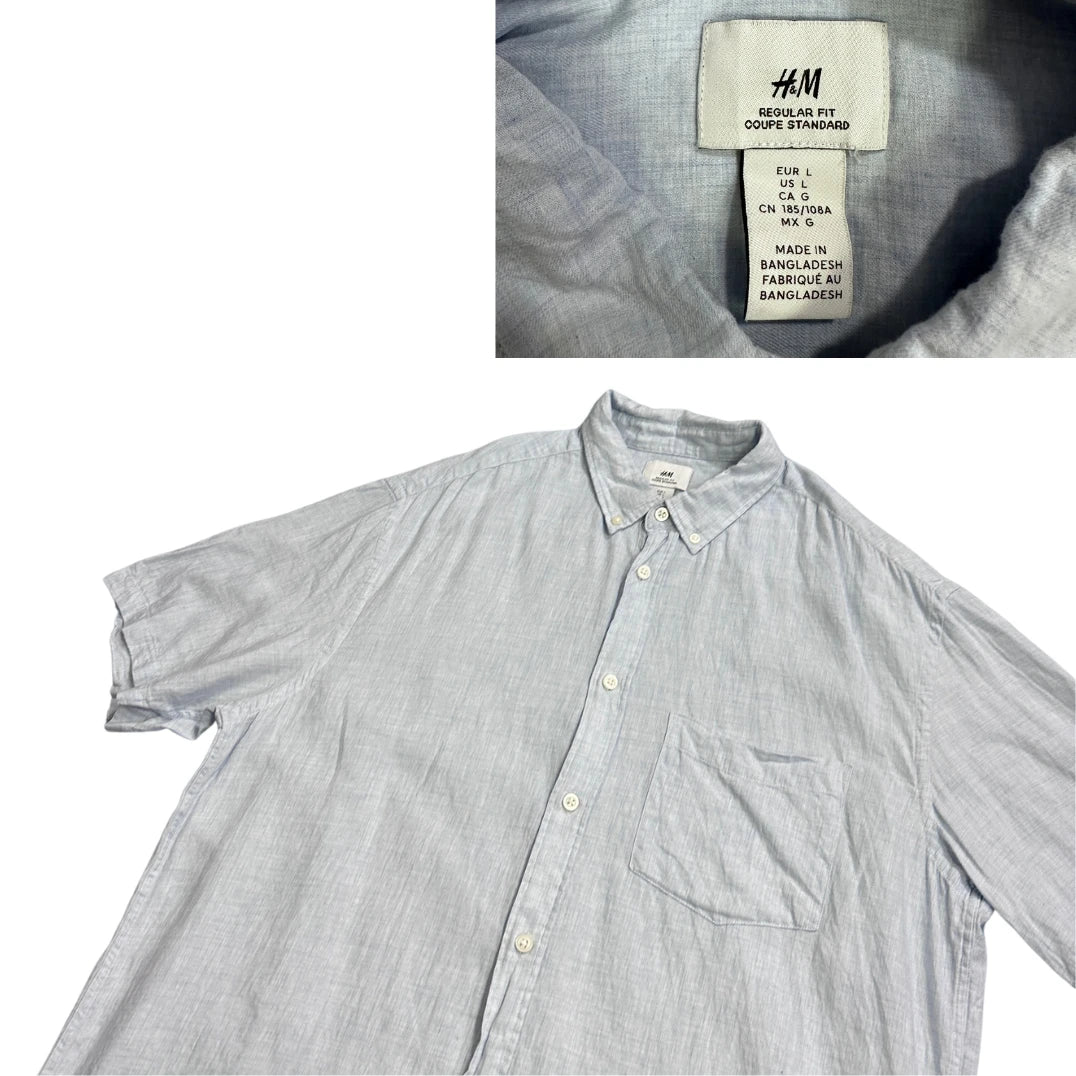 H&M® Light Blue Regular Fit Short Sleeve Shirt