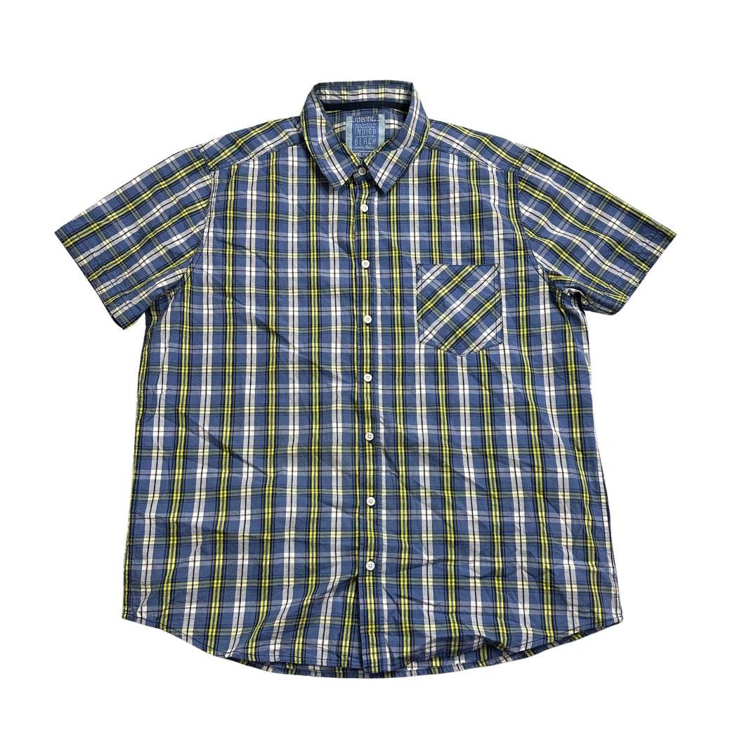 Identic Indigo Beach® Blue Checked Short Sleeve Shirt(2XL)