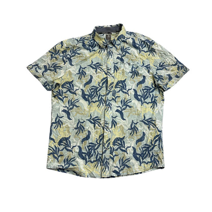 Tom Tompson® Blue Leaf Print Short Sleeve Shirt(XL)
