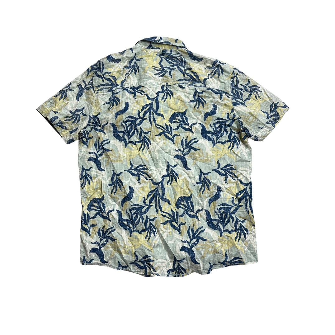 Tom Tompson® Blue Leaf Print Short Sleeve Shirt(XL)