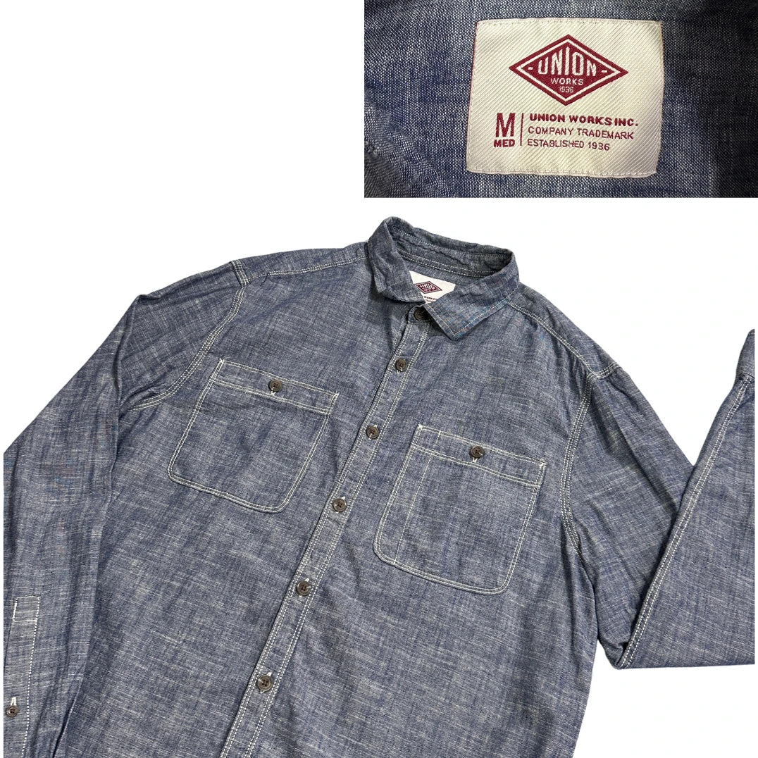 Union Works® Blue Chambray Long Sleeve Shirt(M)