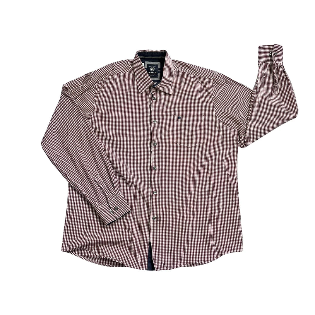 Lerros® Burgundy Checked Long Sleeve Shirt(XL)