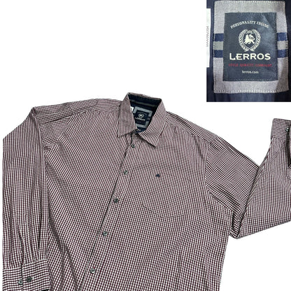 Lerros® Burgundy Checked Long Sleeve Shirt(XL)