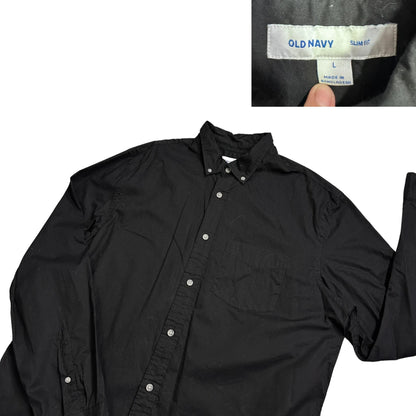 Old Navy® Black Slim Fit Long Sleeve Shirt(L)