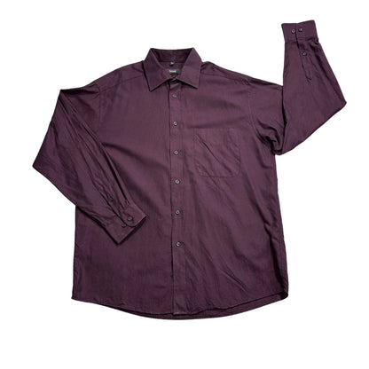 TCM® Deep Burgundy Long Sleeve Button-Up Dress Shirt(L)