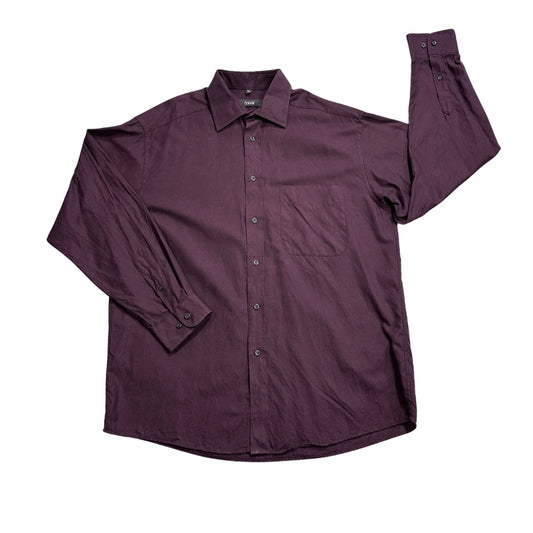 TCM® Deep Burgundy Long Sleeve Button-Up Dress Shirt(L)