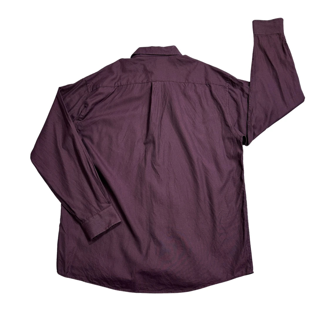 TCM® Deep Burgundy Long Sleeve Button-Up Dress Shirt(L)