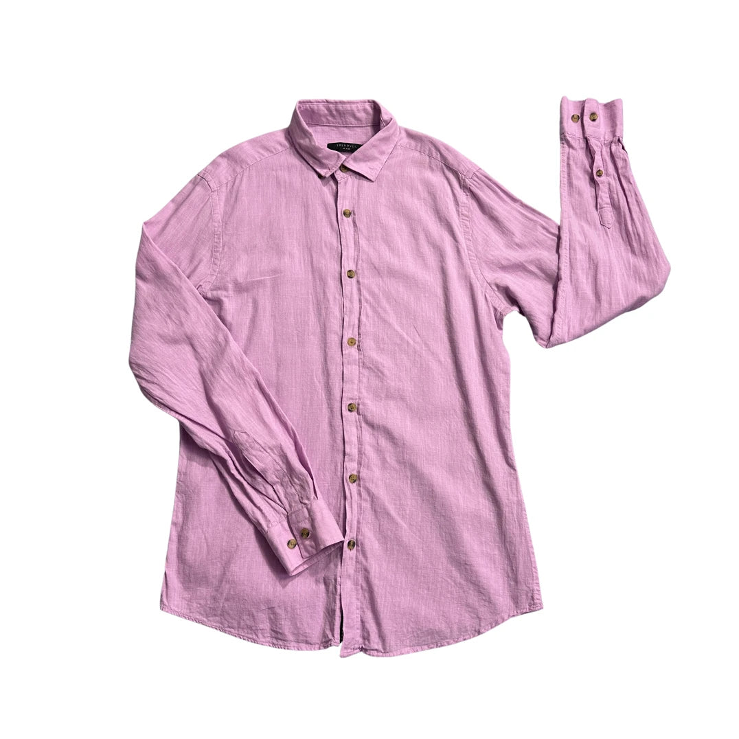 Trendyol Man® Light Pink Linen Blend Casual Shirt(S)
