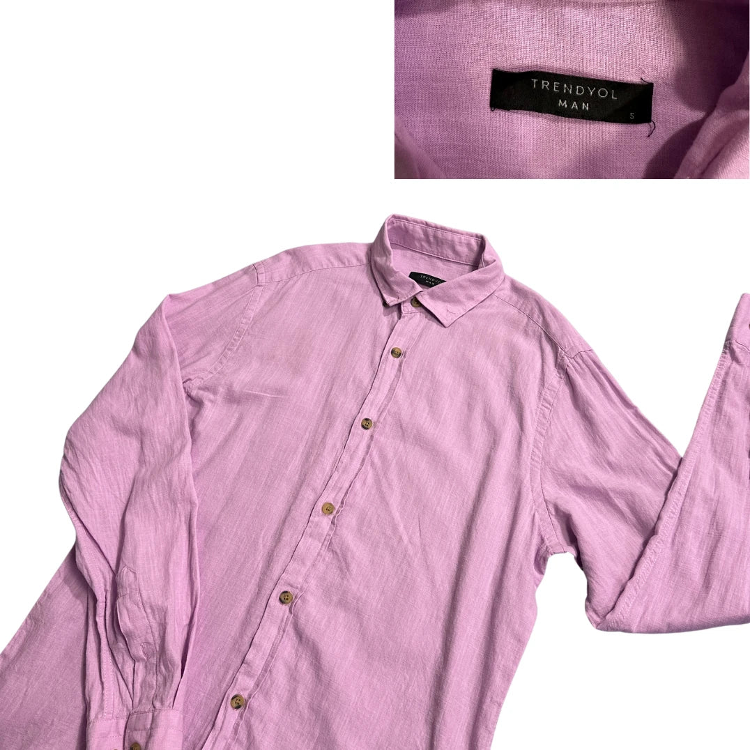 Trendyol Man® Light Pink Linen Blend Casual Shirt(S)