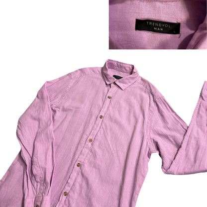 Trendyol Man® Light Pink Linen Blend Casual Shirt(S)