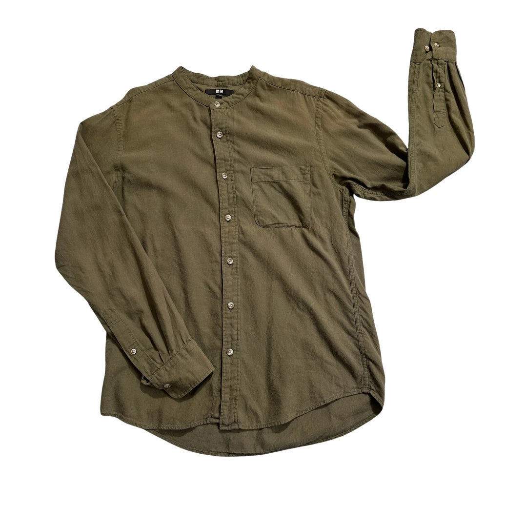 UNIQLO® Olive Green Band Collar Casual Shirt(S)