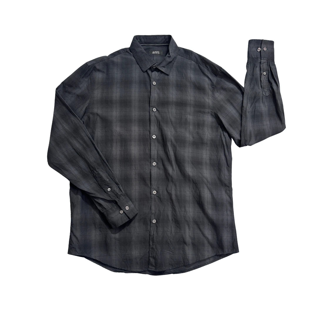 Alfani® Charcoal Black Check Formal Shirt(M)
