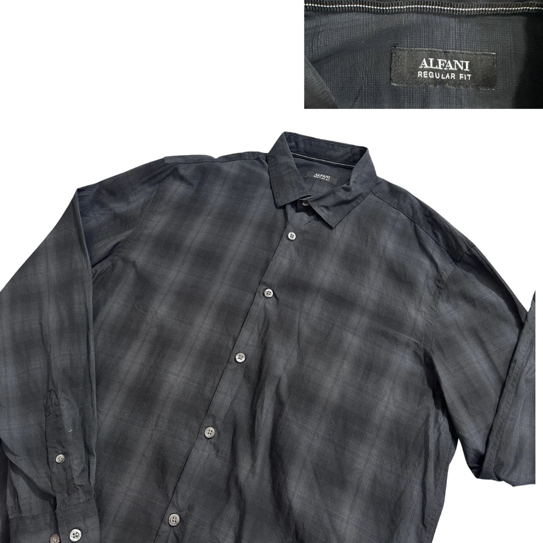 Alfani® Charcoal Black Check Formal Shirt(M)