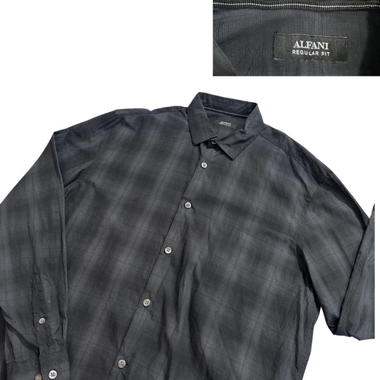 Alfani® Charcoal Black Check Formal Shirt(M)