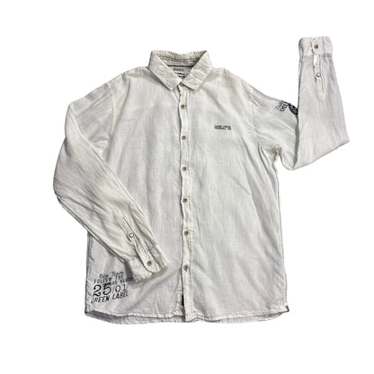 Camp David® White Linen Blend Casual Shirt(L)