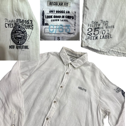 Camp David® White Linen Blend Casual Shirt(L)
