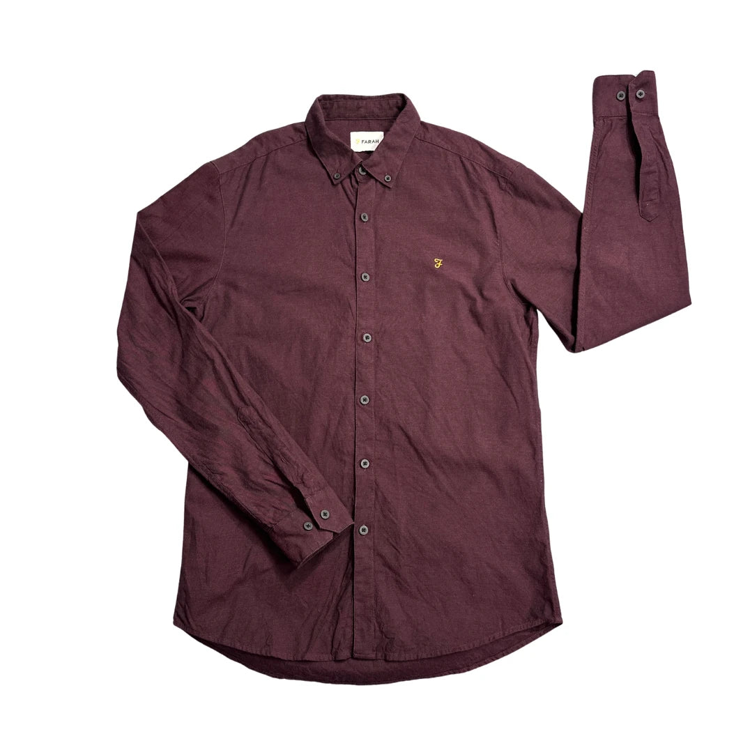 Farah® Burgundy Slim Fit Casual Shirt(S)