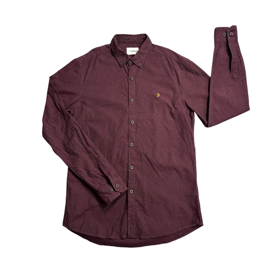 Farah® Burgundy Slim Fit Casual Shirt(S)