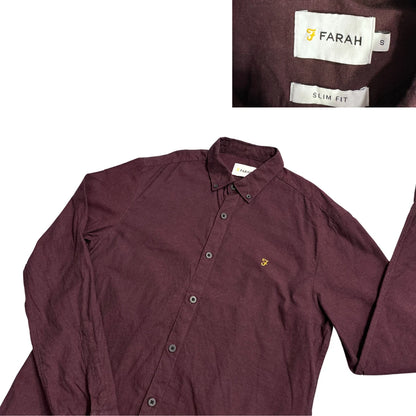 Farah® Burgundy Slim Fit Casual Shirt(S)