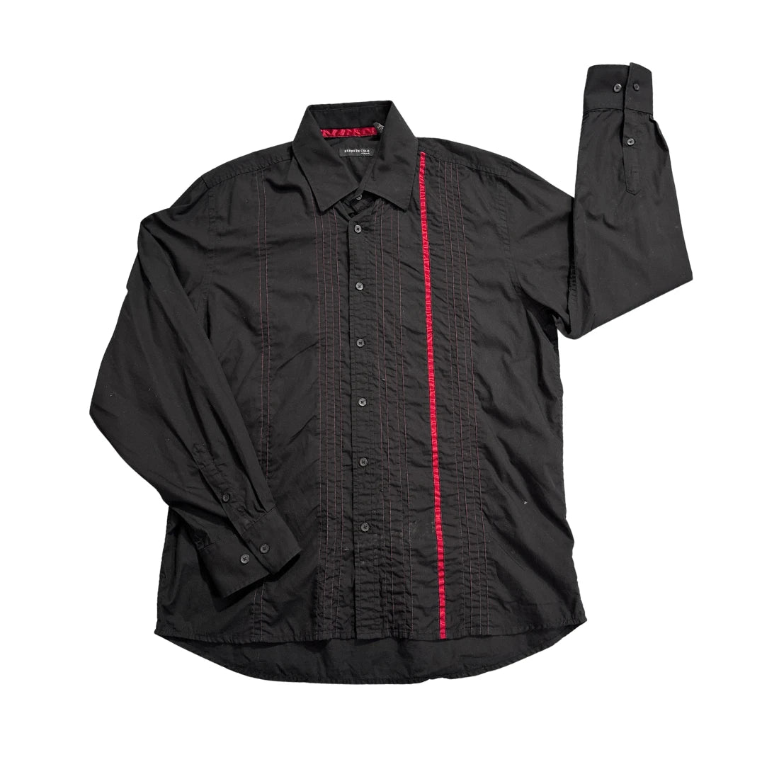 Kenneth Cole® Black Contrast Detail Dress Shirt(XL)