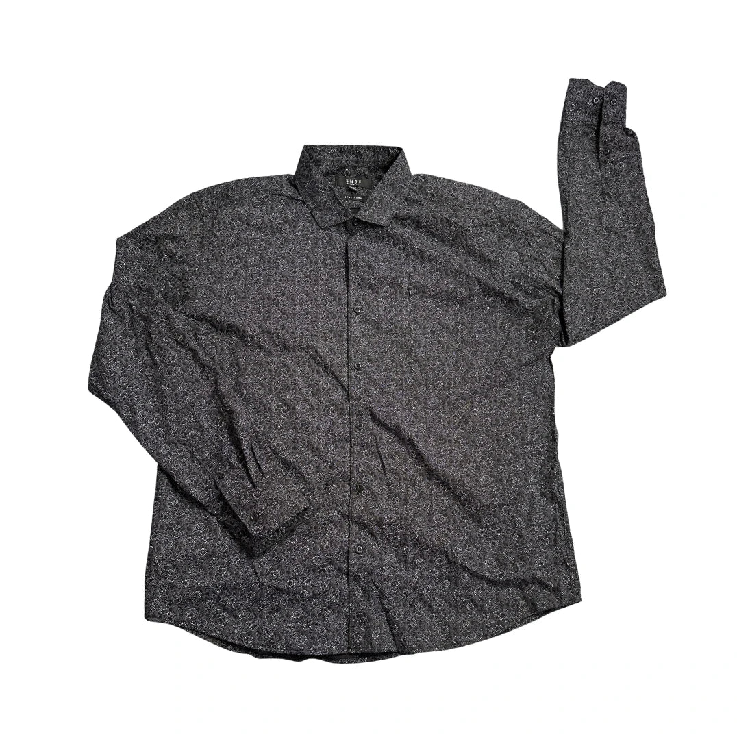 SMOG® Black Paisley Print Casual Shirt(2XL)