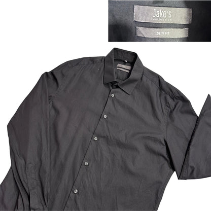 Jake's Collection® Black Slim Fit Dress Shirt(M)