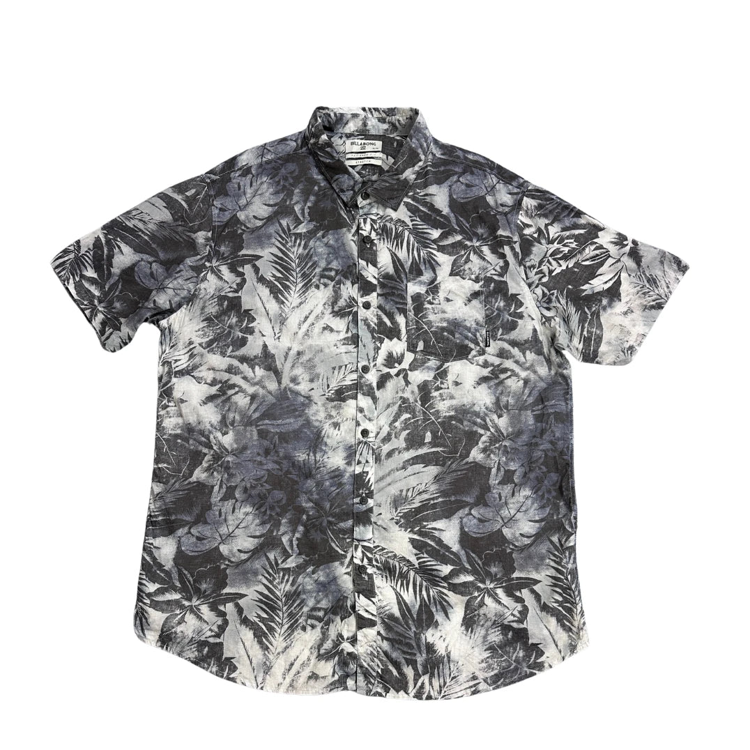 Billabong® Grey Tropical Print Short Sleeve Shirt(XL)