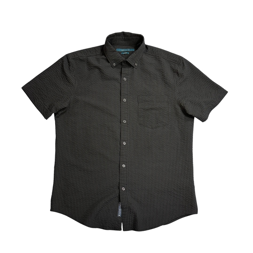 Perry Ellis® Charcoal Textured Short Sleeve Shirt(M)