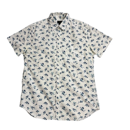 J.Crew® White Floral Print Short Sleeve Shirt(M)