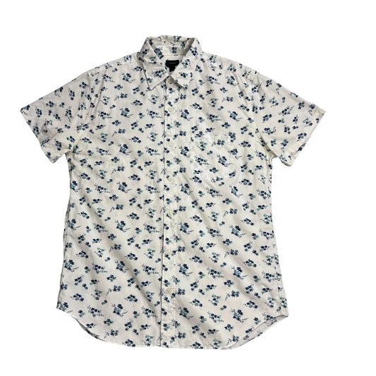 J.Crew® White Floral Print Short Sleeve Shirt(M)