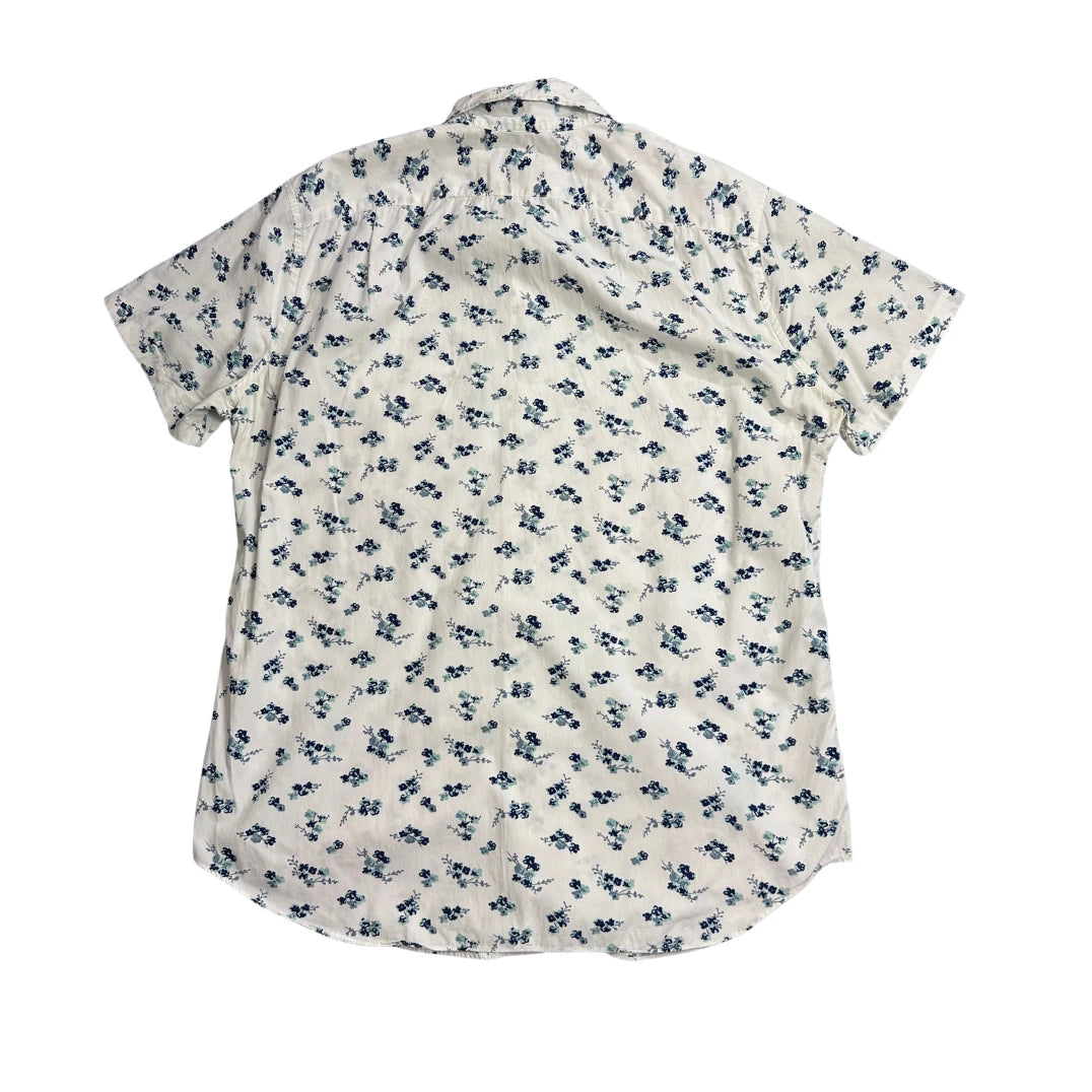 J.Crew® White Floral Print Short Sleeve Shirt(M)