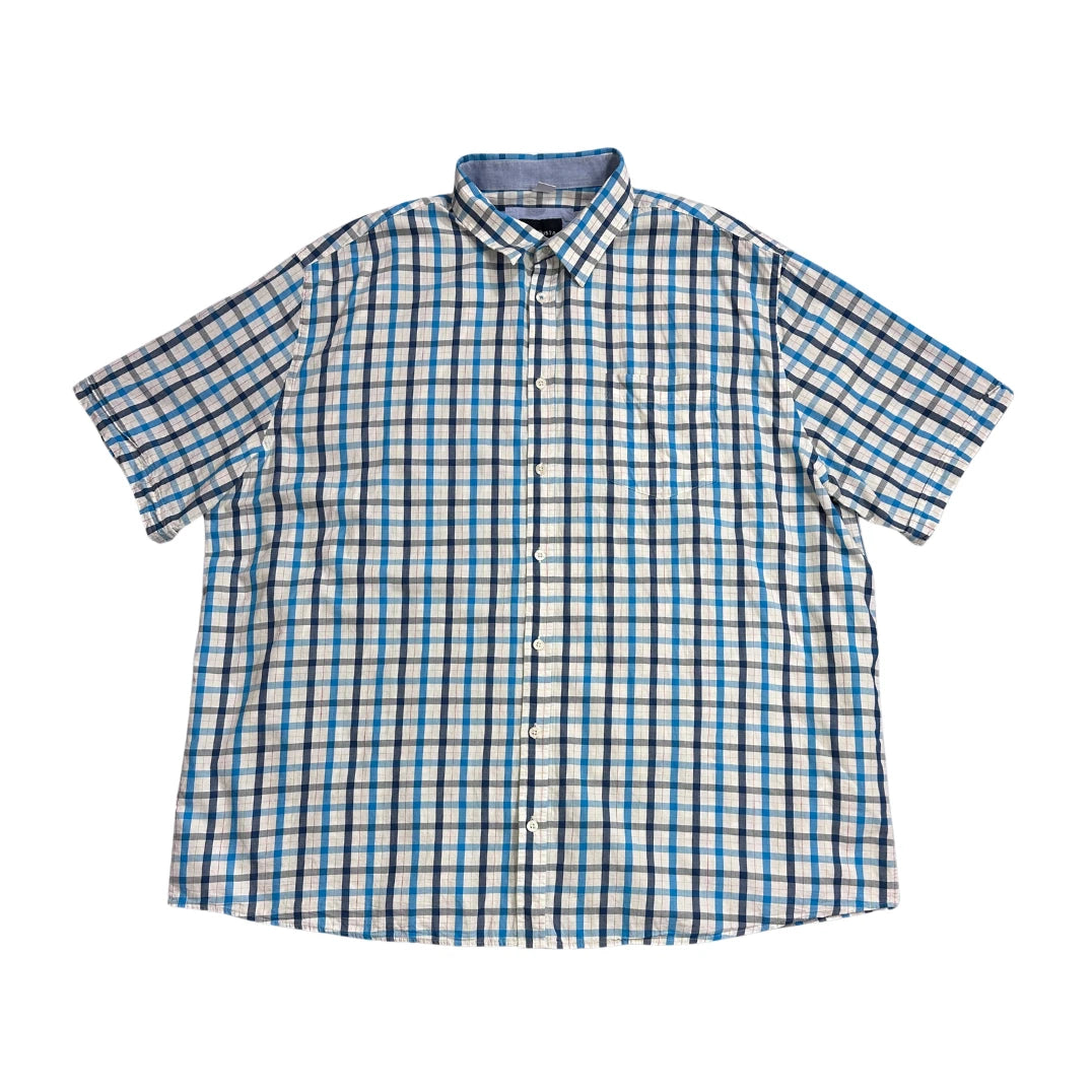 Babista® Blue Checked Short Sleeve Casual Shirt(2XL)