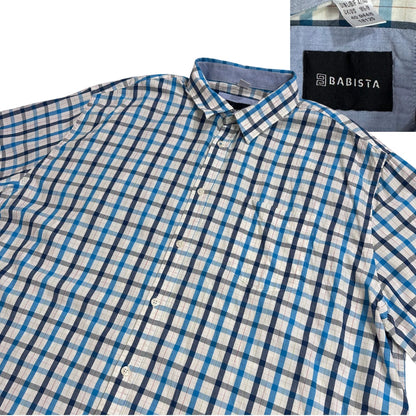 Babista® Blue Checked Short Sleeve Casual Shirt(2XL)