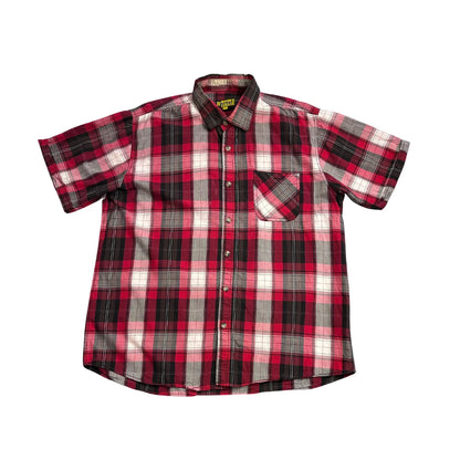 Worker® Red Checked Short Sleeve Casual Shirt(XL)