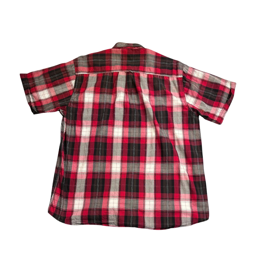 Worker® Red Checked Short Sleeve Casual Shirt(XL)