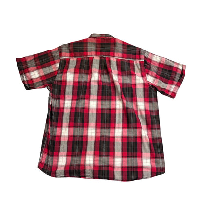Worker® Red Checked Short Sleeve Casual Shirt(XL)