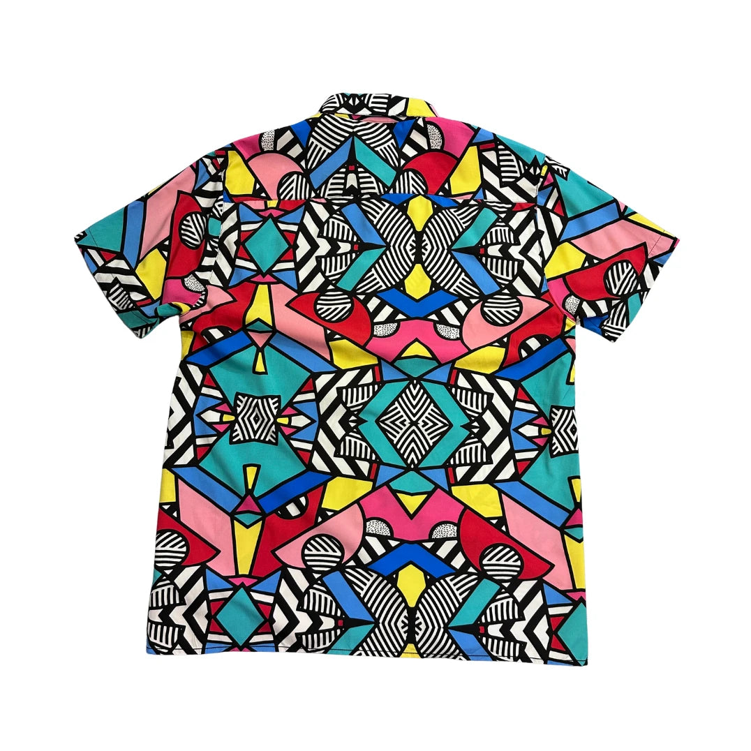 OH SNAP!® Multicolor Geometric Print Short Sleeve Shirt(L)