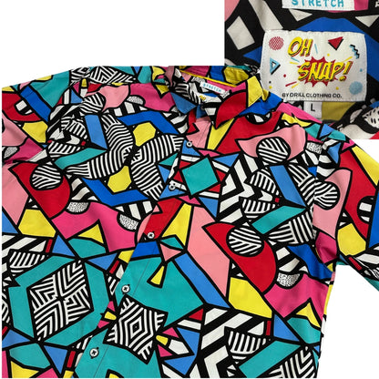 OH SNAP!® Multicolor Geometric Print Short Sleeve Shirt(L)