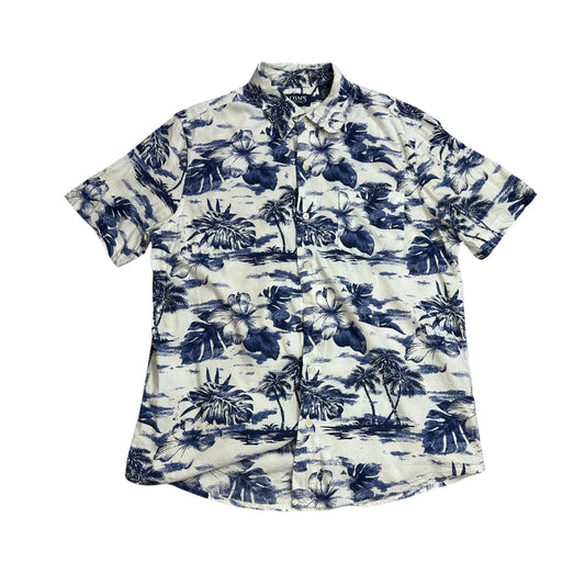 Chaps® White Tropical Print Short Sleeve Shirt(M)