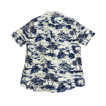 Chaps® White Tropical Print Short Sleeve Shirt(M)